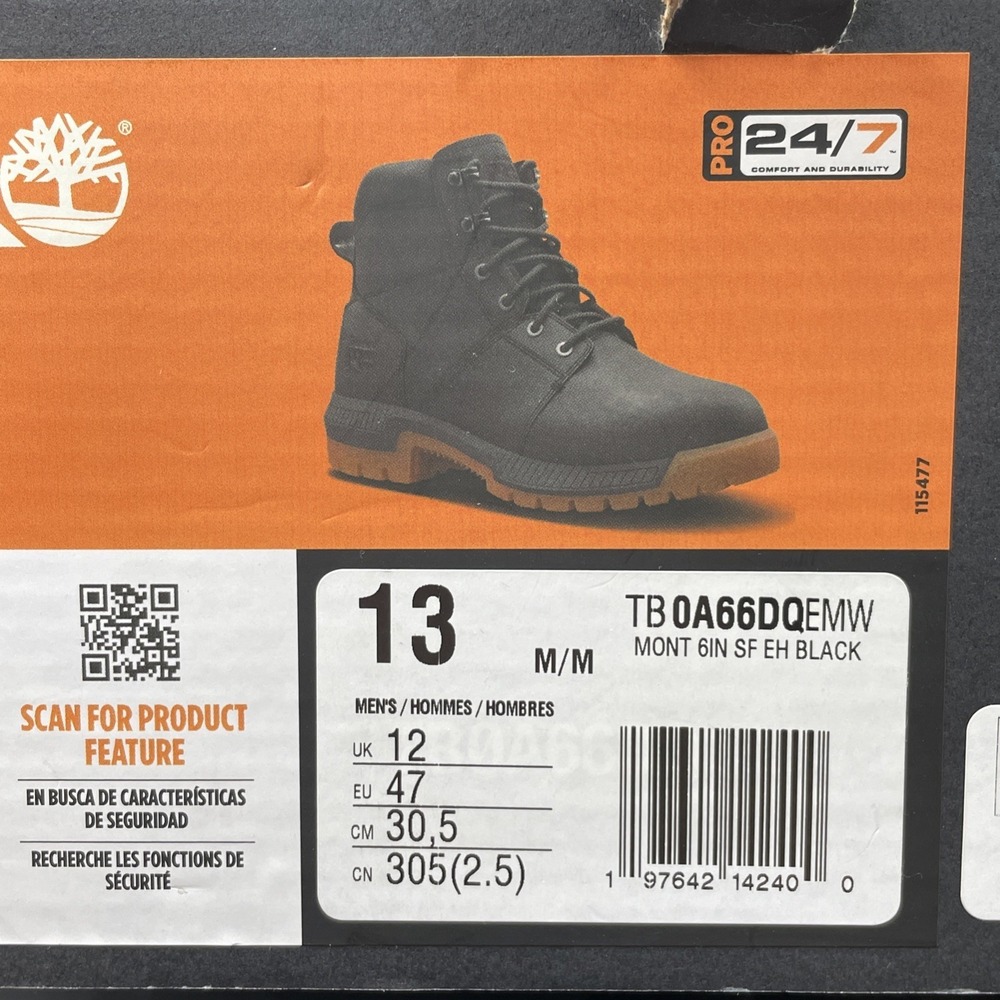Timberland PRO Montauk 6" Mens Size 13 M Black Waterproof Leather Work Boots NEW - Picture 8 of 8